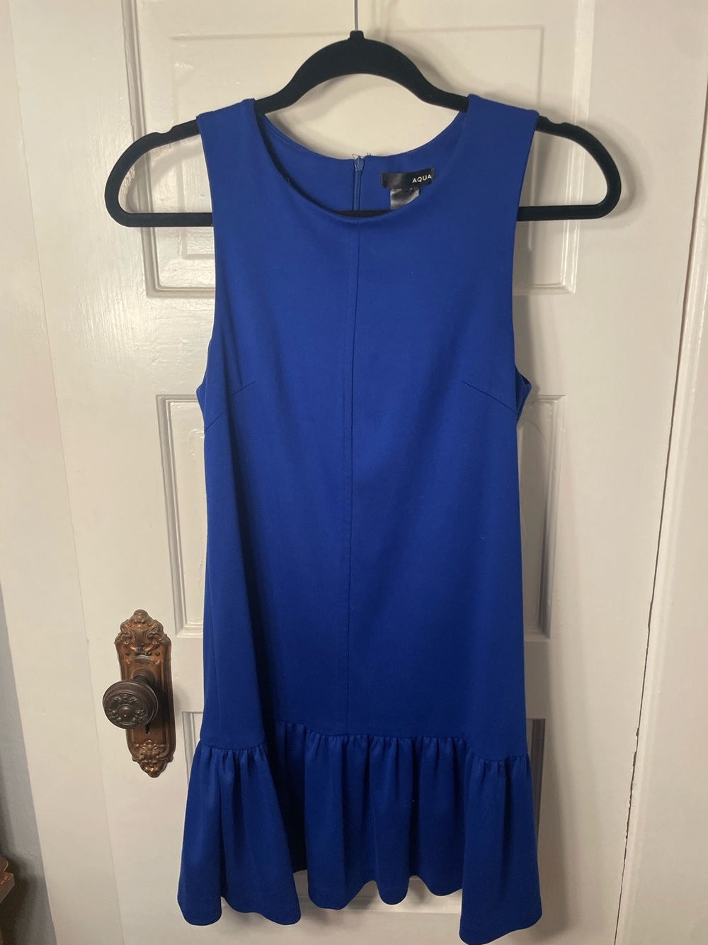 Aqua Royal Blue Sleeveless Drop-Hem Dress